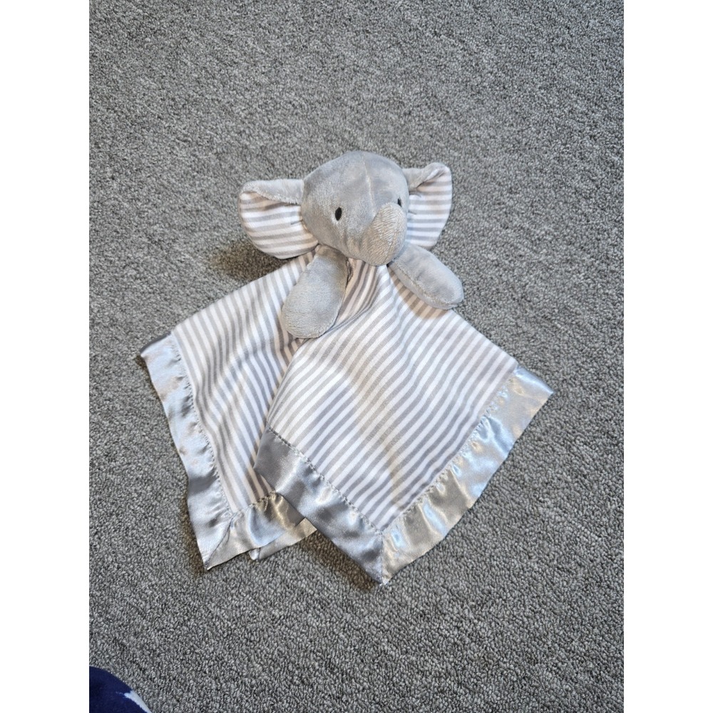 CIRCO Target Elephant Plush Lovey Gray Stripe Satin Back Security Blanket